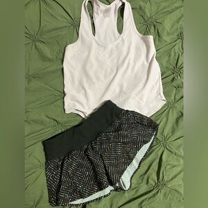 Calia fitness wear Soft Pink Ribbed Tank Top with Running Shorts